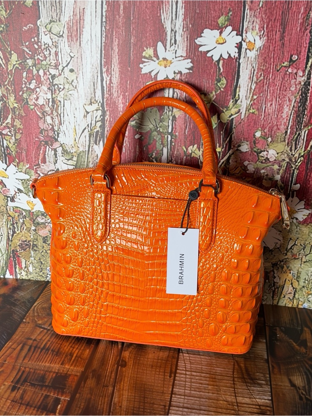 HARD TO FIND IN BRAHMIN DUXBURY MANGO ORANGE NWT FIRM $ - Picture 15 of 16
